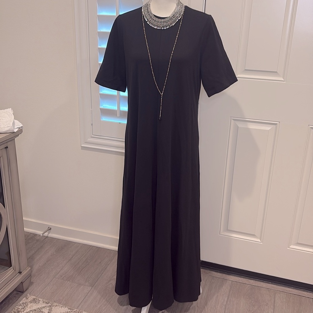 Chico’s ponte A-line elbow sleeve maxi dress in black 1/US 8 - Picture 5 of 11